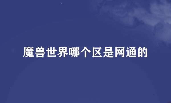 魔兽世界哪个区是网通的