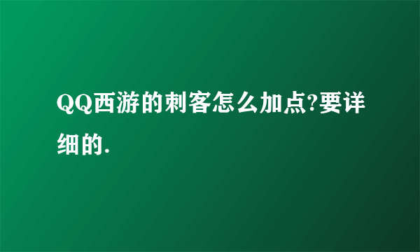 QQ西游的刺客怎么加点?要详细的.