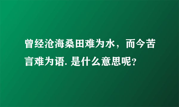 曾经沧海桑田难为水，而今苦言难为语. 是什么意思呢？