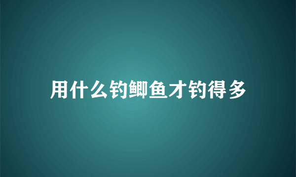 用什么钓鲫鱼才钓得多