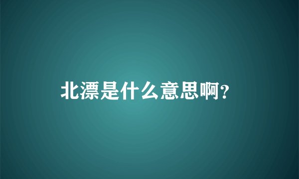 北漂是什么意思啊？