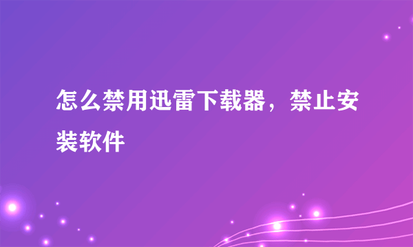 怎么禁用迅雷下载器，禁止安装软件