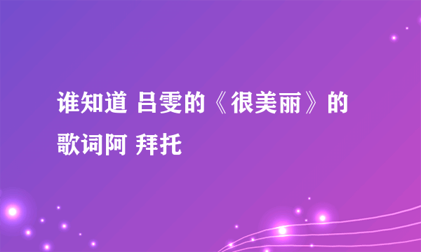 谁知道 吕雯的《很美丽》的歌词阿 拜托