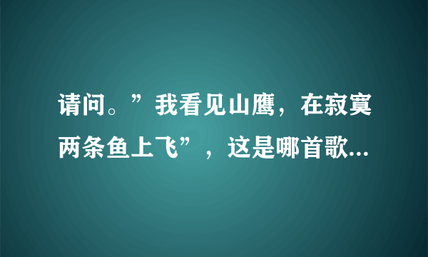 请问。”我看见山鹰，在寂寞两条鱼上飞”，这是哪首歌曲的歌词？？