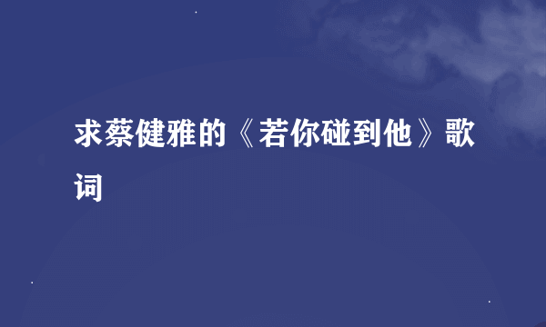 求蔡健雅的《若你碰到他》歌词