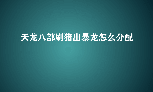 天龙八部刷猪出暴龙怎么分配