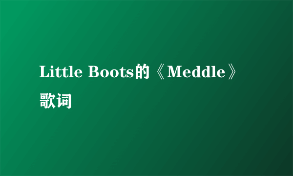 Little Boots的《Meddle》 歌词