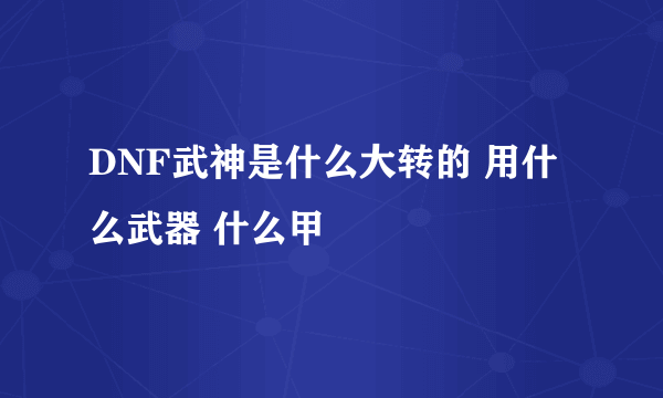 DNF武神是什么大转的 用什么武器 什么甲