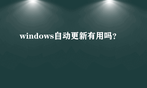 windows自动更新有用吗？