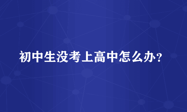 初中生没考上高中怎么办？