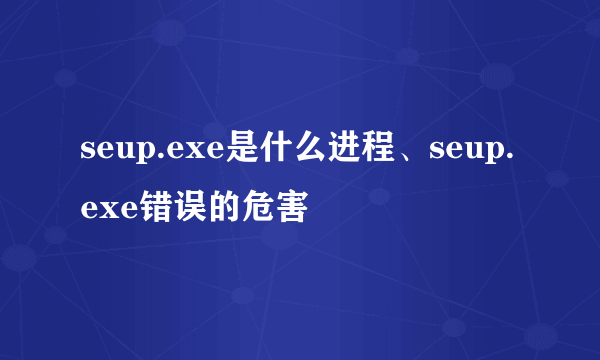 seup.exe是什么进程、seup.exe错误的危害