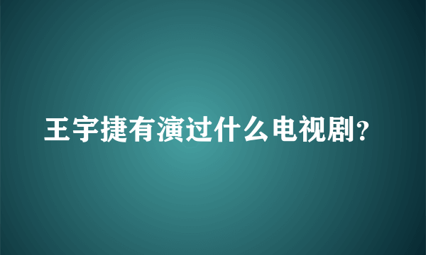 王宇捷有演过什么电视剧？