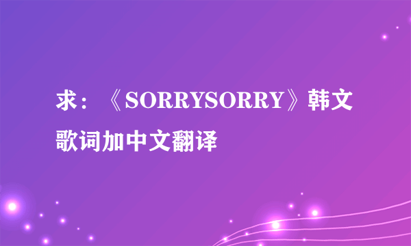 求：《SORRYSORRY》韩文歌词加中文翻译