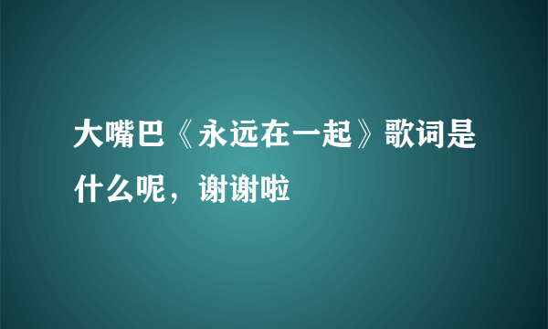 大嘴巴《永远在一起》歌词是什么呢，谢谢啦