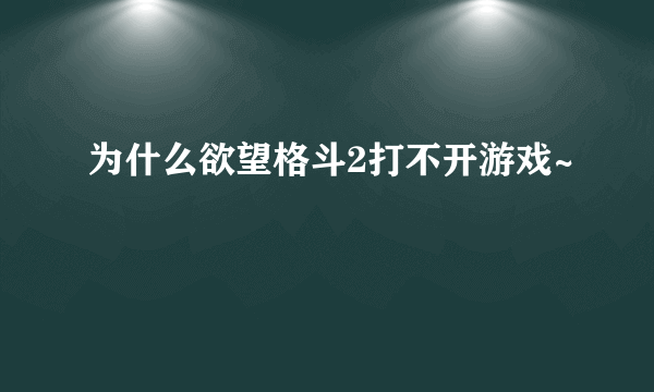 为什么欲望格斗2打不开游戏~