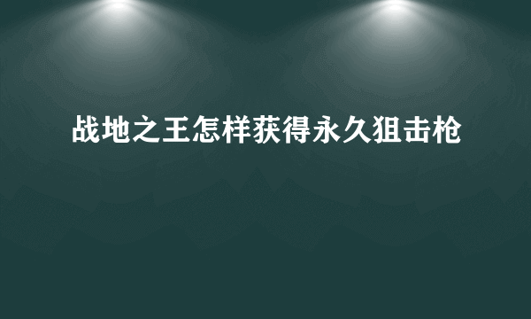 战地之王怎样获得永久狙击枪