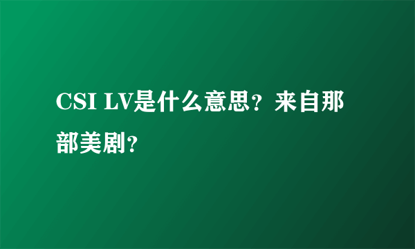 CSI LV是什么意思？来自那部美剧？