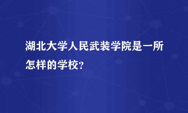 湖北大学人民武装学院是一所怎样的学校？