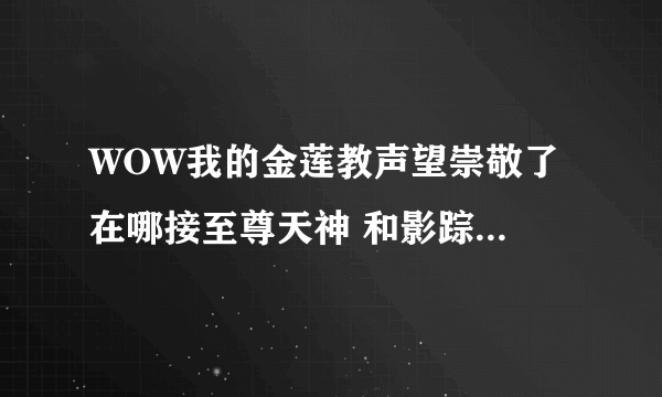 WOW我的金莲教声望崇敬了 在哪接至尊天神 和影踪派的日常啊