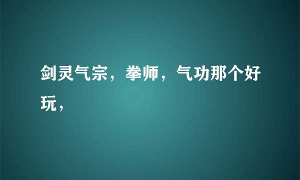 剑灵气宗，拳师，气功那个好玩，