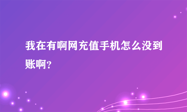 我在有啊网充值手机怎么没到账啊？