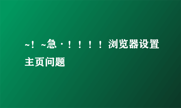 ~！~急·！！！！浏览器设置主页问题