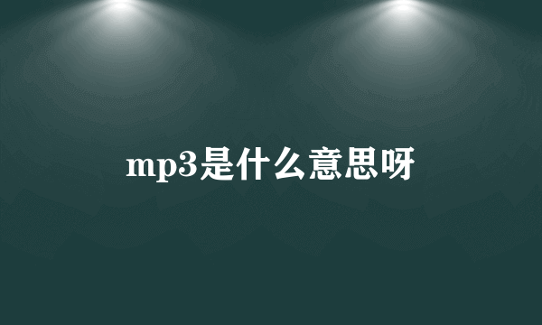 mp3是什么意思呀