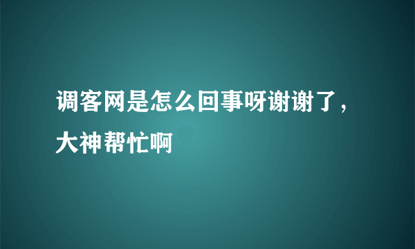 调客网是怎么回事呀谢谢了，大神帮忙啊