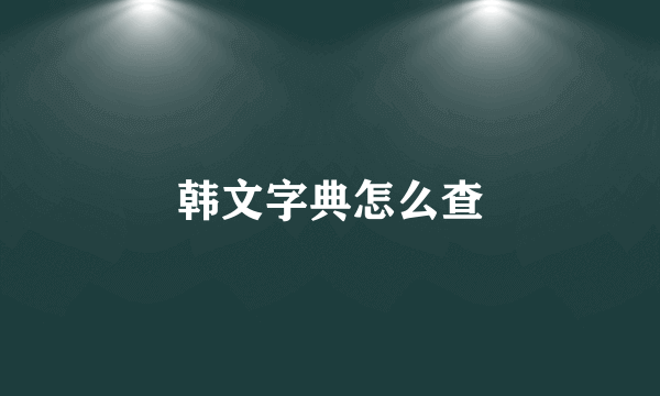 韩文字典怎么查