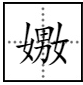 两男一女是嬲字、那么两女一男是什么字呢、拼音？意思？