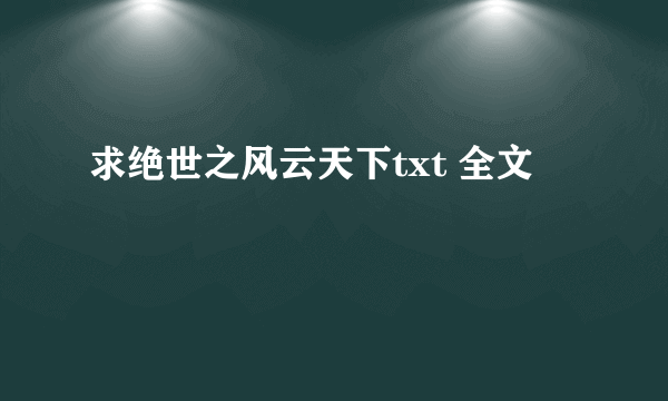 求绝世之风云天下txt 全文