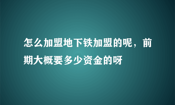 怎么加盟地下铁加盟的呢，前期大概要多少资金的呀