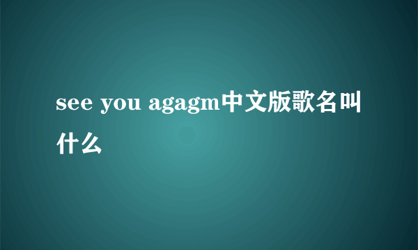 see you agagm中文版歌名叫什么