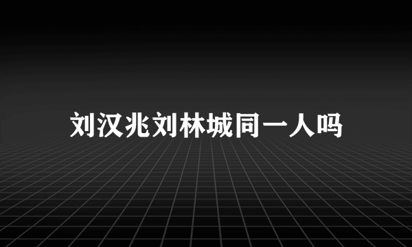 刘汉兆刘林城同一人吗