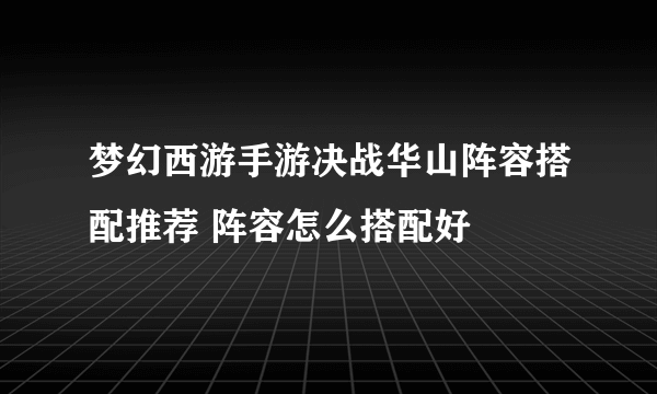 梦幻西游手游决战华山阵容搭配推荐 阵容怎么搭配好