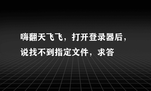 嗨翻天飞飞，打开登录器后，说找不到指定文件，求答