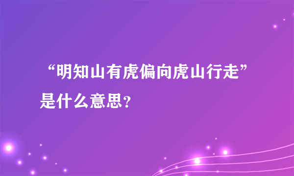 “明知山有虎偏向虎山行走”是什么意思？