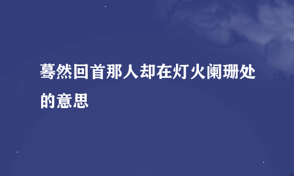 蓦然回首那人却在灯火阑珊处的意思