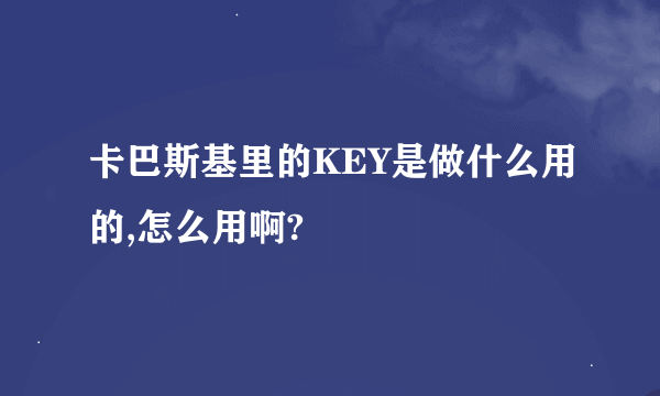 卡巴斯基里的KEY是做什么用的,怎么用啊?