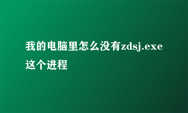 我的电脑里怎么没有zdsj.exe这个进程