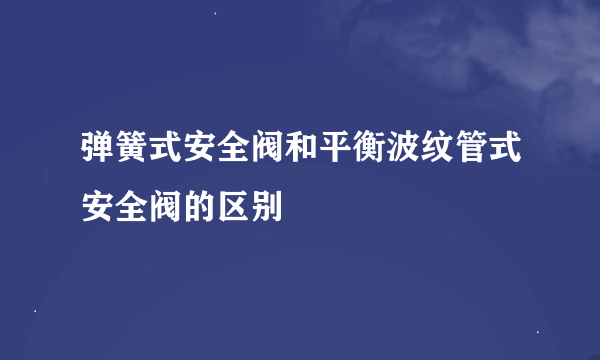 弹簧式安全阀和平衡波纹管式安全阀的区别