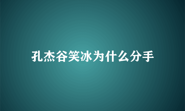 孔杰谷笑冰为什么分手