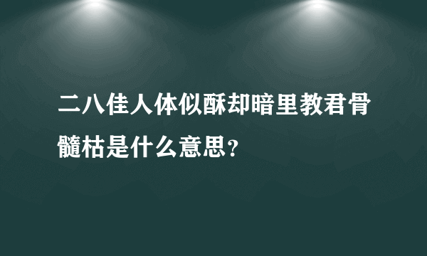 二八佳人体似酥却暗里教君骨髓枯是什么意思？