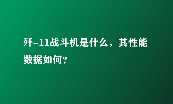 歼-11战斗机是什么，其性能数据如何？