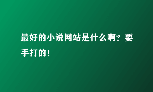 最好的小说网站是什么啊？要手打的！