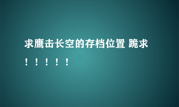 求鹰击长空的存档位置 跪求！！！！！