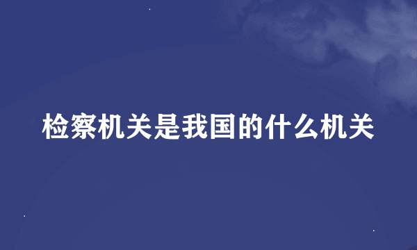 检察机关是我国的什么机关