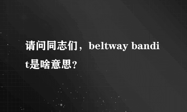 请问同志们，beltway bandit是啥意思？