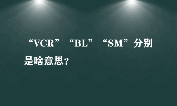 “VCR”“BL”“SM”分别是啥意思？