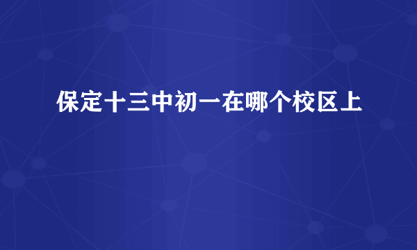 保定十三中初一在哪个校区上